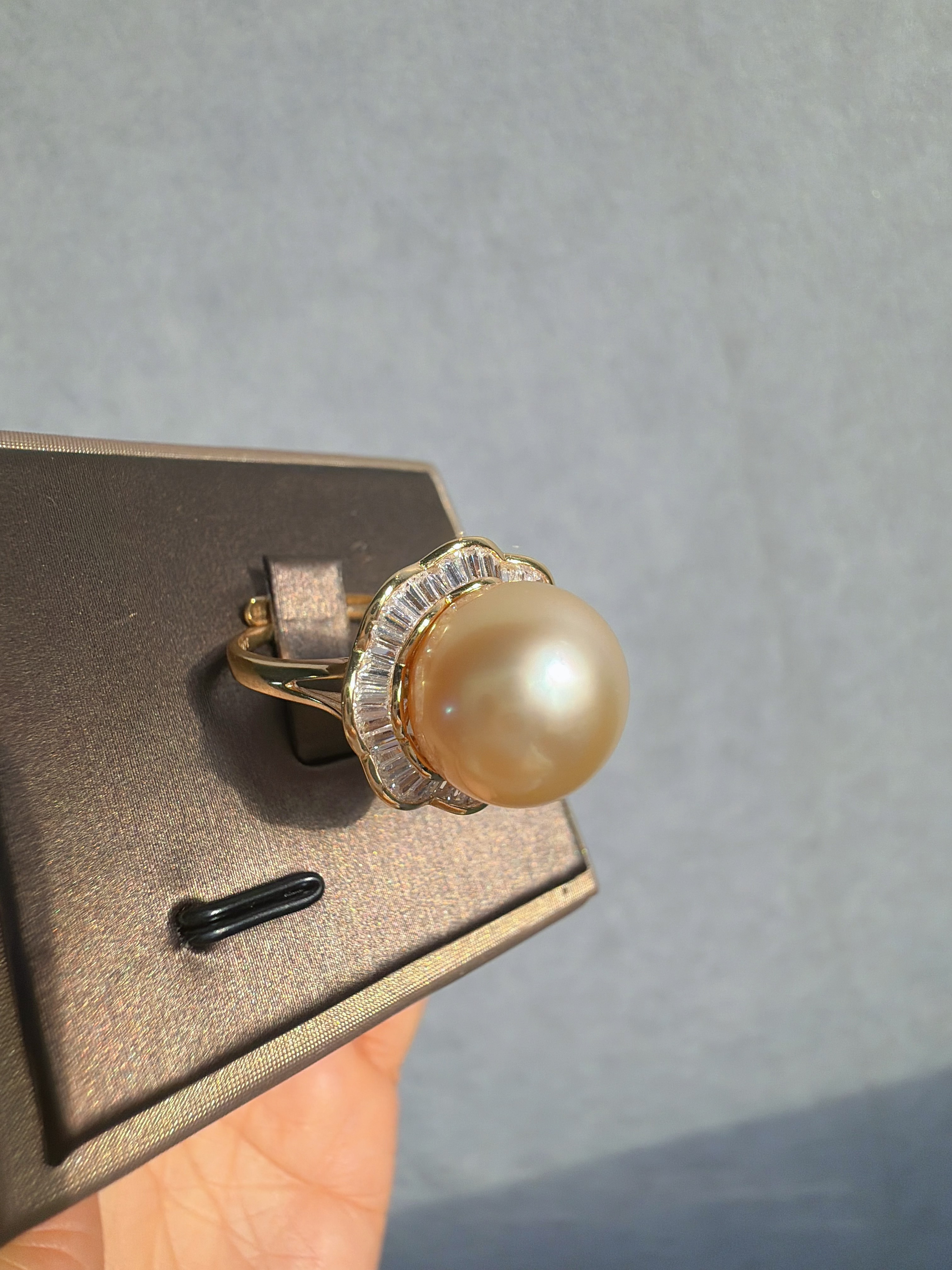 海水南洋金珠太阳花材质14 ~15mm开口可调节几乎无瑕疵精品S925银