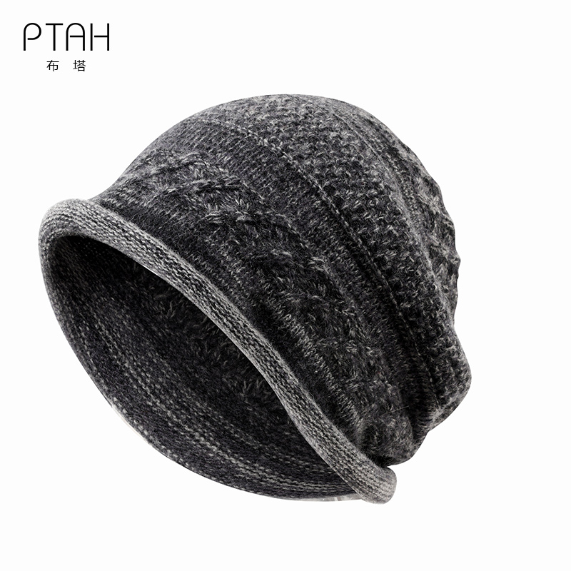 布塔韩版男女同款渔夫帽子羊毛呢大头围显脸小帽子盆帽PT8033