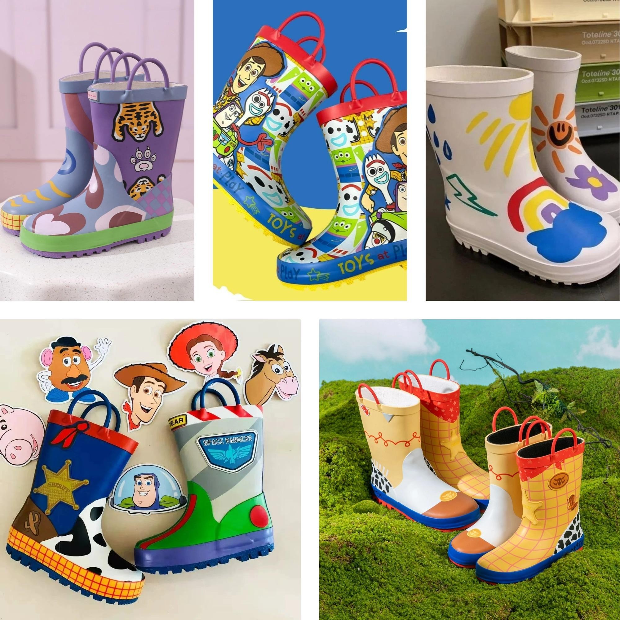 音乐节雨鞋男女孩创意天气涂鸦防水防滑轻便时尚中帮成人可爱雨靴