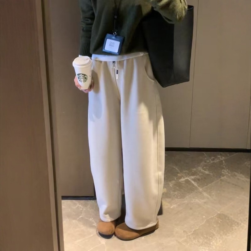 美式复古遮肉显瘦休闲哈伦裤女2025秋冬新款加绒加厚保暖弯刀裤