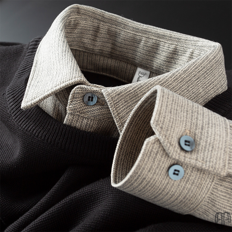 质感高端撞色厚款假两件毛衣男免烫秋冬季爆款针织保暖男士打底衫