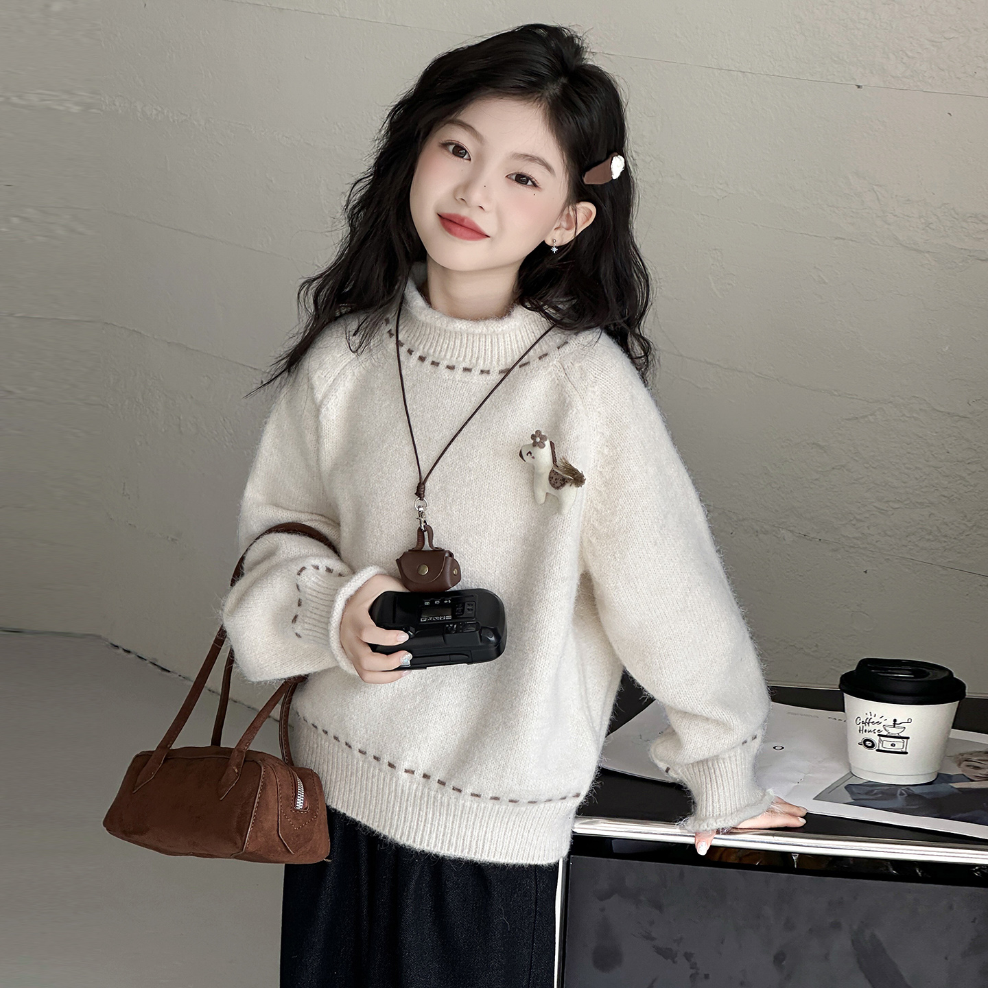 女童毛衣2025新款洋气秋冬装儿童大童冬季加厚女孩针织打底衫上衣