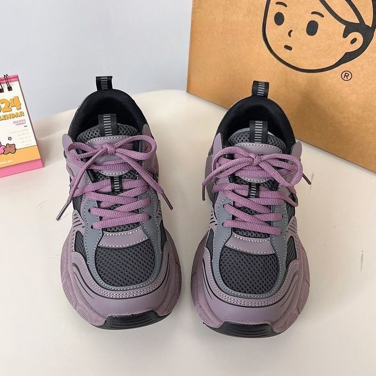 显瘦百搭银灰色老爹鞋春秋时尚厚底女孩鞋子女款女鞋新款美式显高