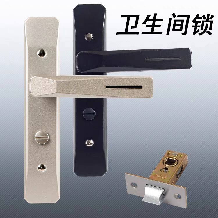 拍1发10卫生间门锁卫浴卧室锁110孔距带锁舌黑色/沙镍色家用锁芯