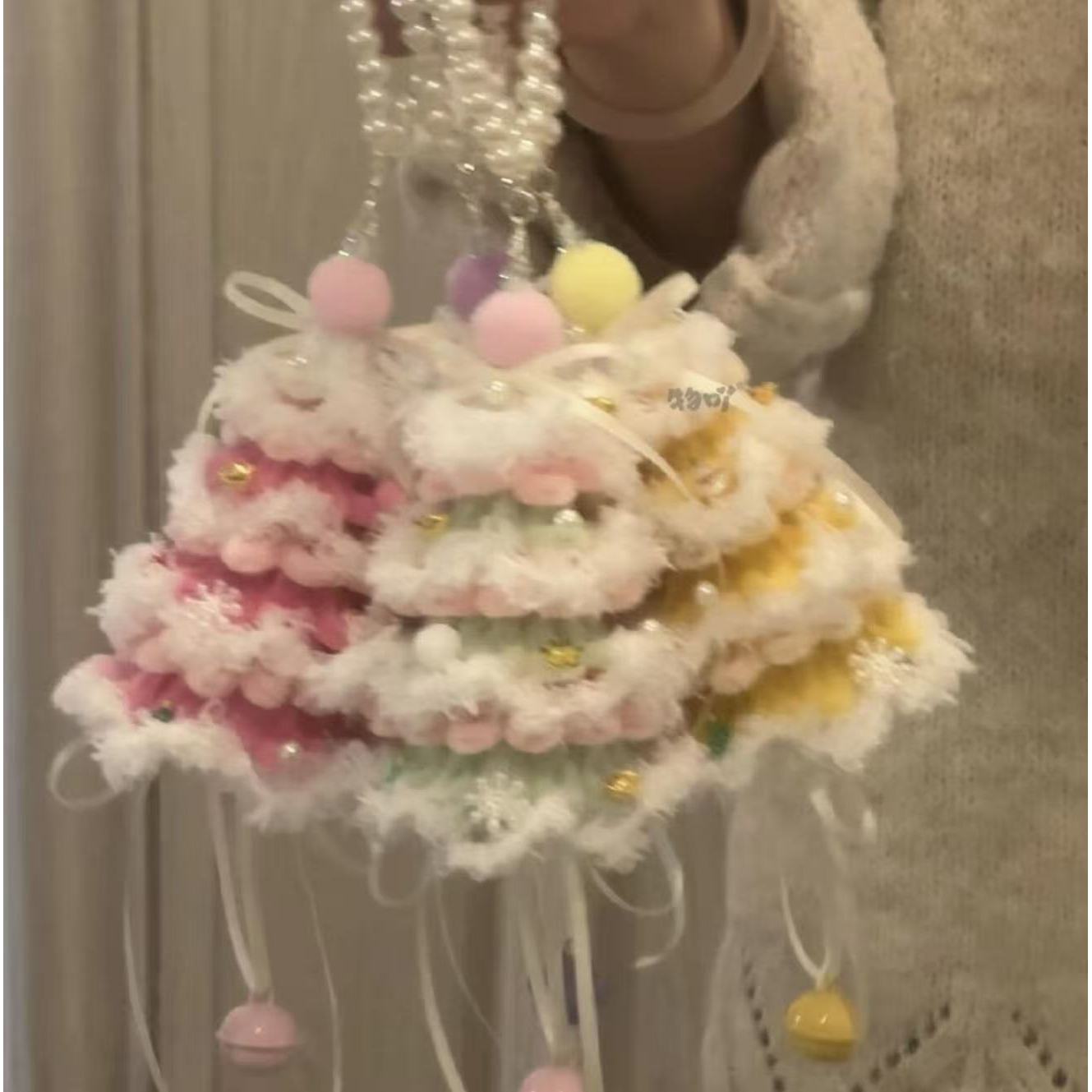 【仙蒂】彩色毛边扭扭棒圣诞树挂件毛毛圣诞树diy材料驾车个人用品