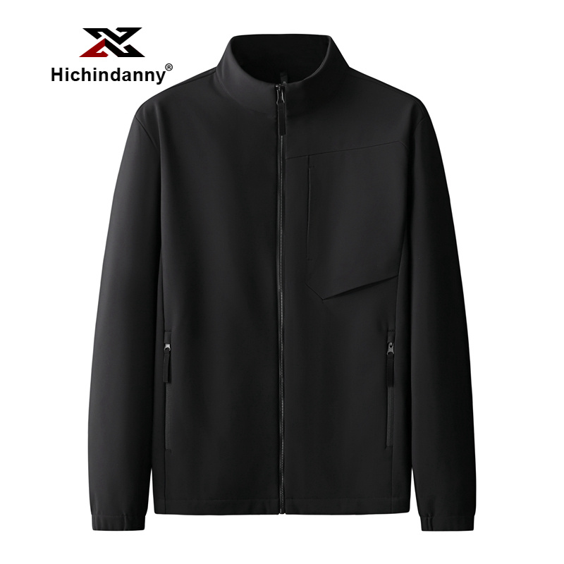 HICHIN户外运动加绒软壳冲锋衣男士秋冬立领弹力加厚夹克宽松外套