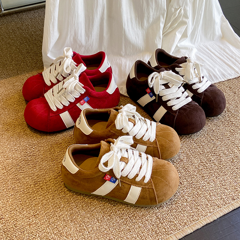 复古美拉德拼色板鞋女2025秋季新款外穿内增高休闲运动阿甘德训鞋