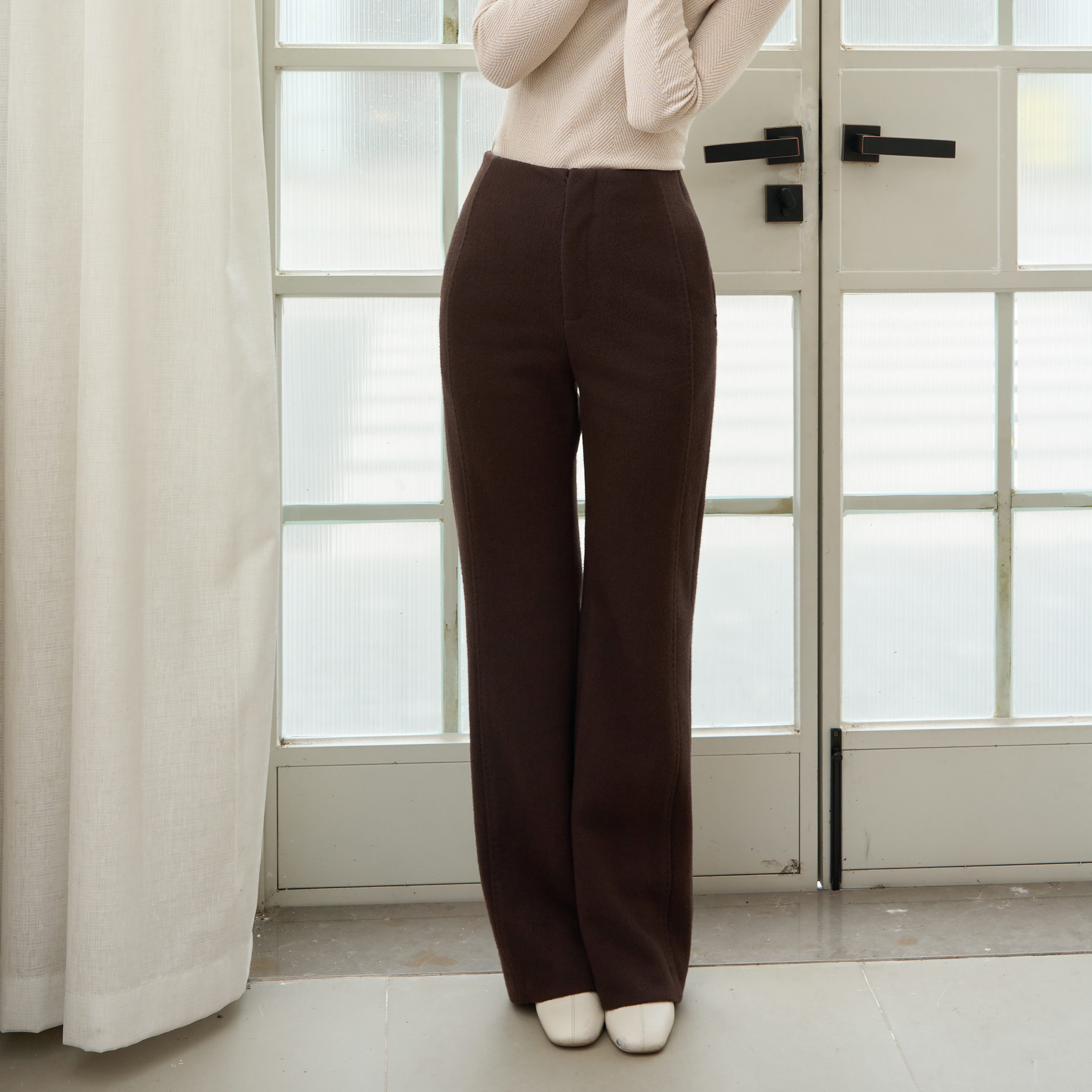 西子/【暖冬超模】桑蚕丝羊毛简约百搭显瘦直筒裤/KZTJ0708