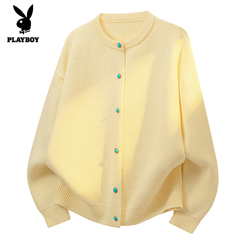 花花公子秋冬时尚慵懒风开衫毛衣情侣秋季美式针织衫高级感外套男