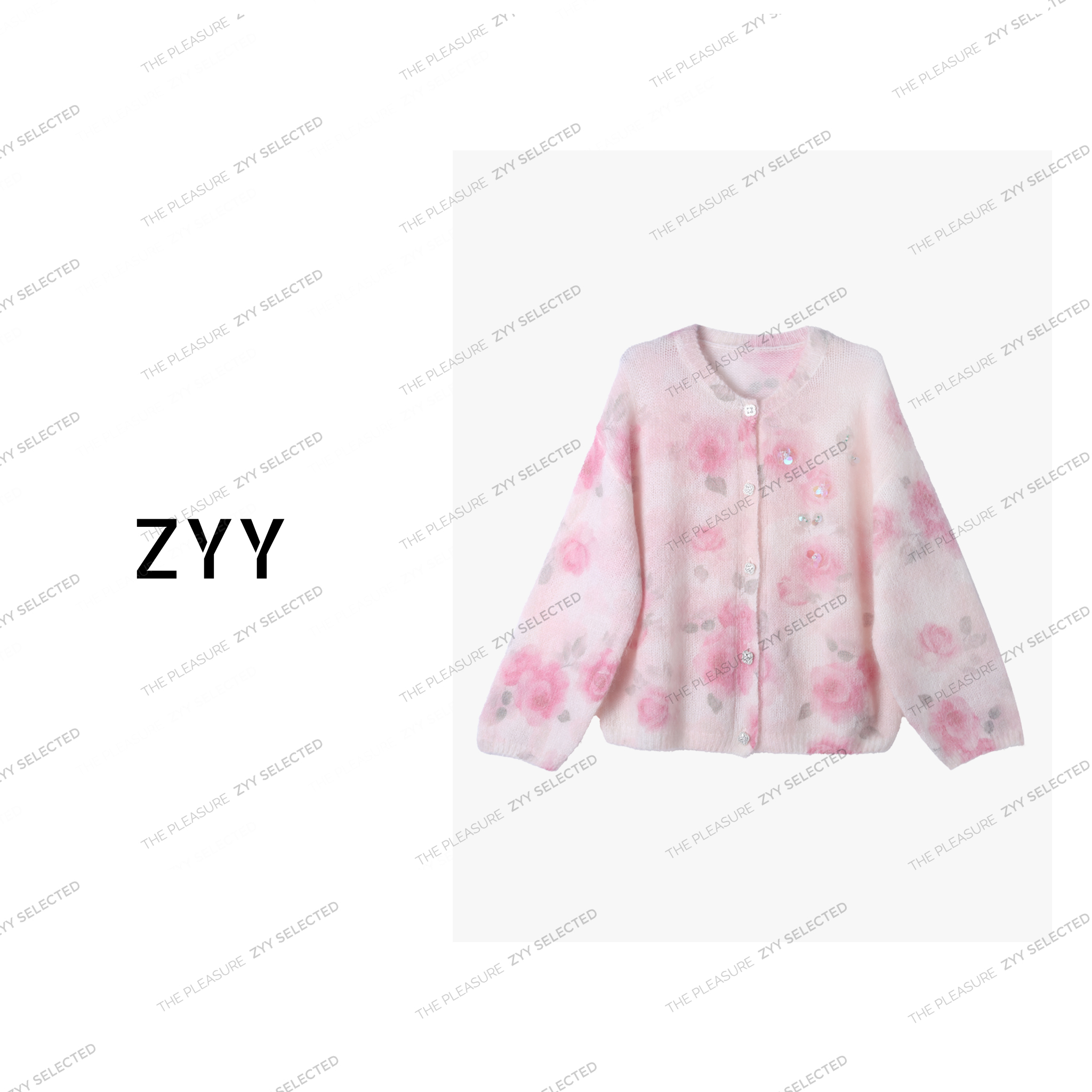 ZYY【栗玉琥珀】2025S/S新品马海毛钉珠晕染针织衫女X25DMZZS04518