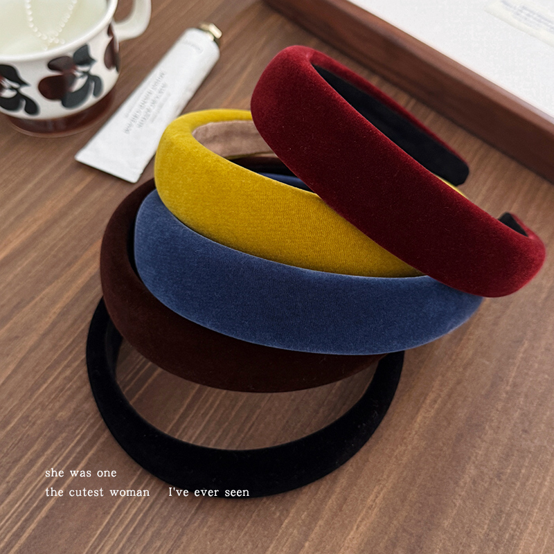 复古丝绒发箍女秋冬天高颅顶头箍海绵法式发捆网红洗脸黑色宽发卡