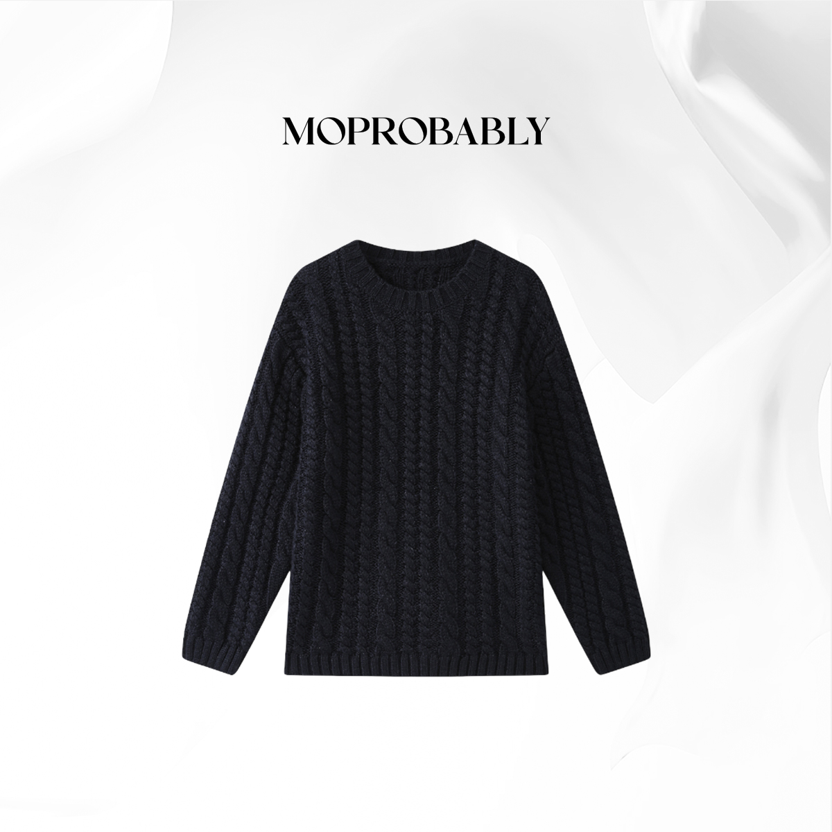 Moprobably贝贝「尼蓝毛衣」极简风经典麻花针织毛衣L4376342