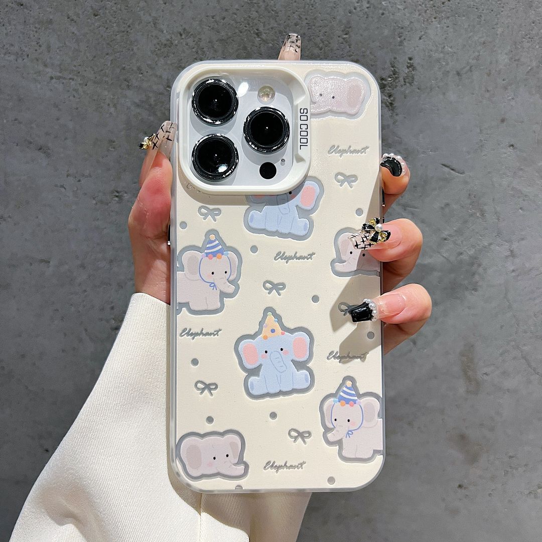 可爱小象适用华为vivo小米oppo荣耀苹果14手机壳13镭射15潮11硬12