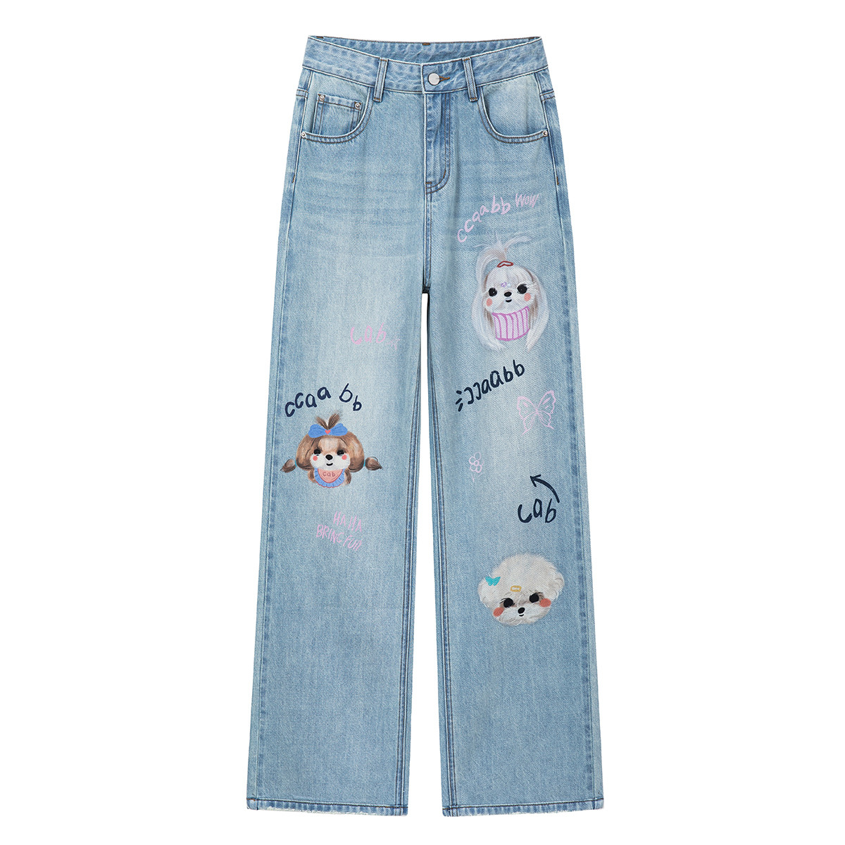 i.tit ccaabb2025春装季新女装卡通甜妹高腰牛仔裤CABJNX0008810