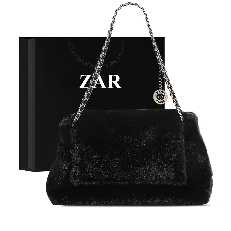 ZAR&RUILR/查瑞娜秋冬毛毛包包毛绒通勤包大容量百搭链条单肩大包