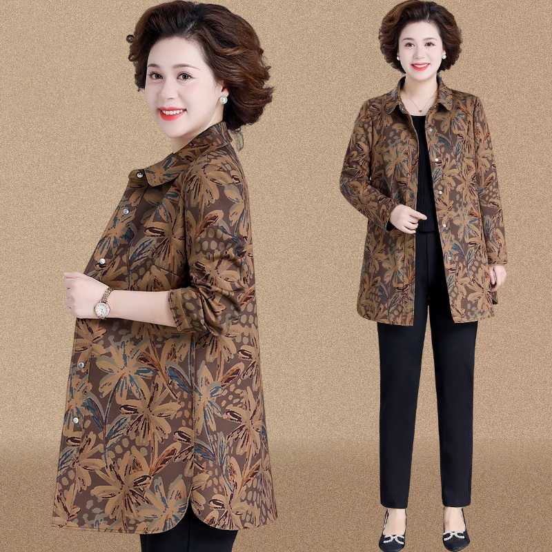 阔太太春秋外套女中长款2025新款中老年妈妈春装洋气风衣奶奶上衣