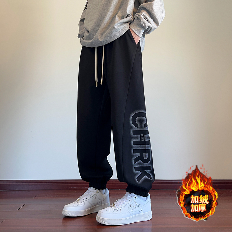 2025秋季新款束脚卫裤男青年潮流个性百搭宽松休闲裤大码抽绳裤子