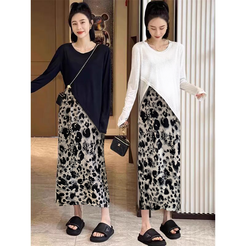 【大码】【两件套】2025新款夏连衣裙女装碎花气质显瘦时尚套装B8308