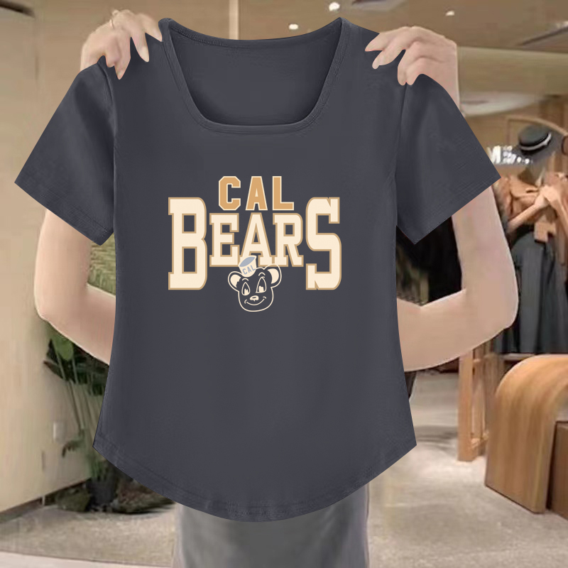 清仓捡漏新款方领夏季薄款短袖可外穿弧形别致百搭上衣洋气T恤女