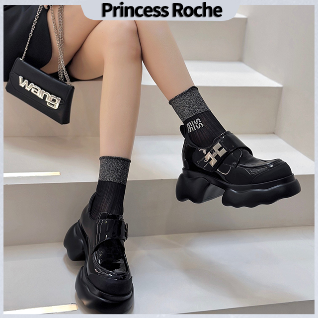 【断码亏本清货】四季时尚爆款乐福鞋漆皮厚底魔术贴舒适百搭女单鞋