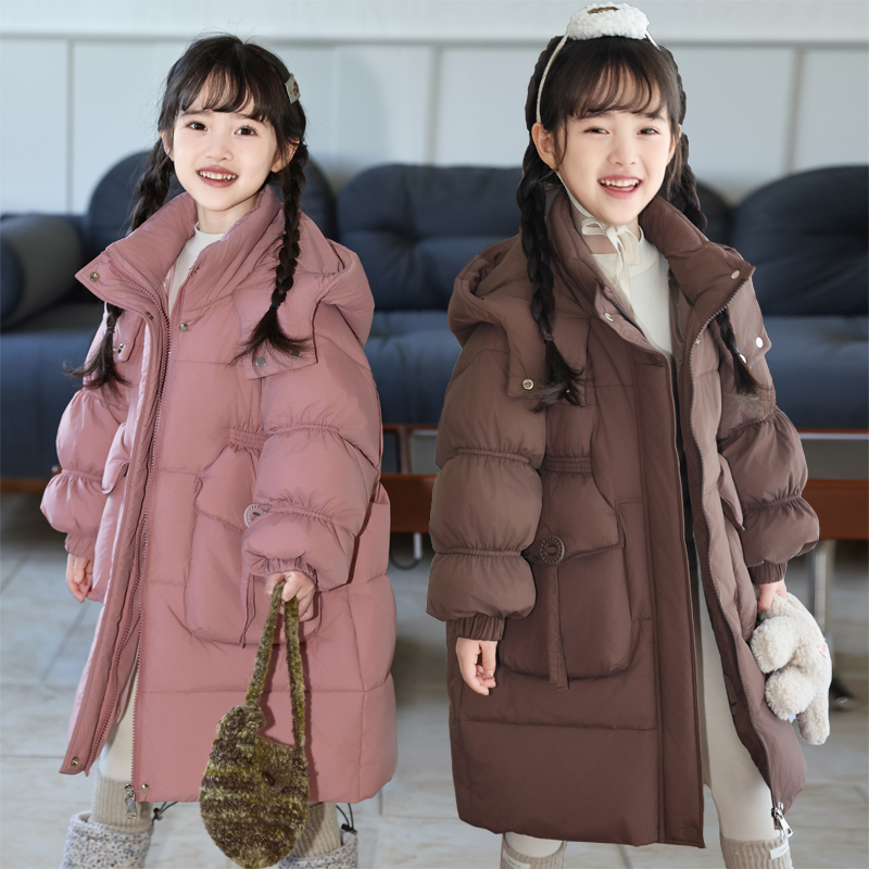 中长款儿童羽绒服女童2025新款女宝宝中大童装白鸭绒冬季加厚外套