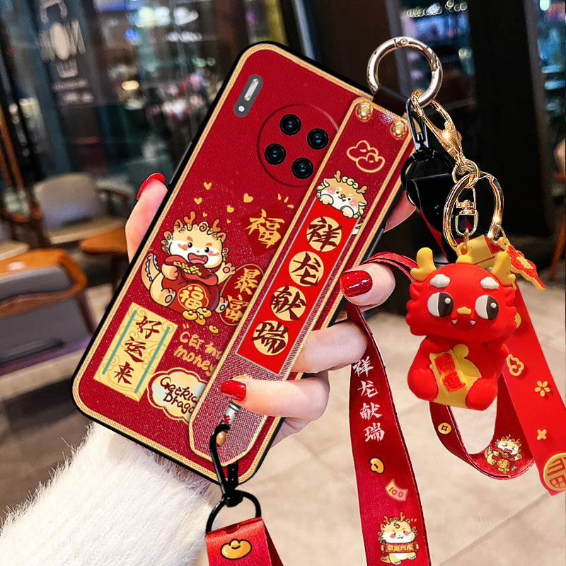 华为Mate30手机壳防摔Mate30Pro/30EPro腕带斜挎挂绳情侣女软硅胶