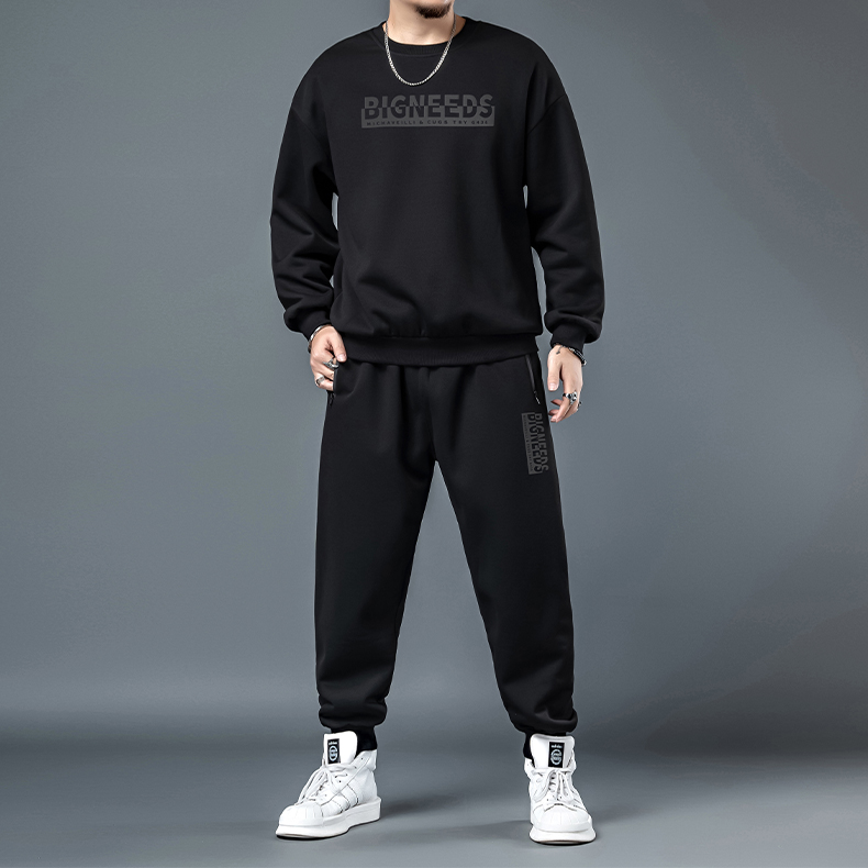 加肥加大运动套装男300斤秋冬大码男士冬季休闲男装加绒加厚卫衣