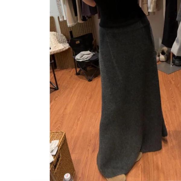 加长加厚仿牛绒针织半裙长裙35251
