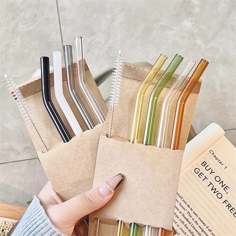 网红高颜值玻璃吸管彩色环保成人孕妇家用黑白非一次性耐高温吸管