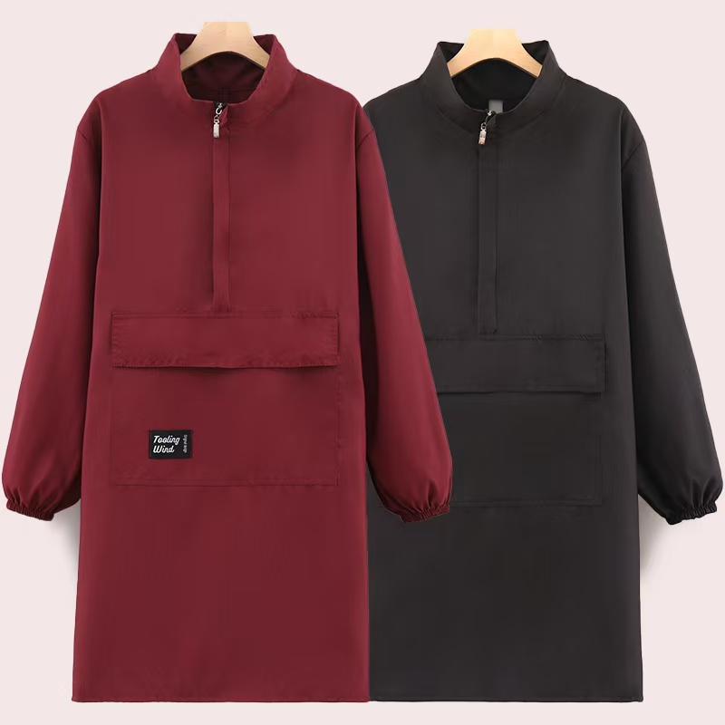 上班专用围裙工装立领拉链大兜围裙松弛感围裙厨房围裙厨房专用