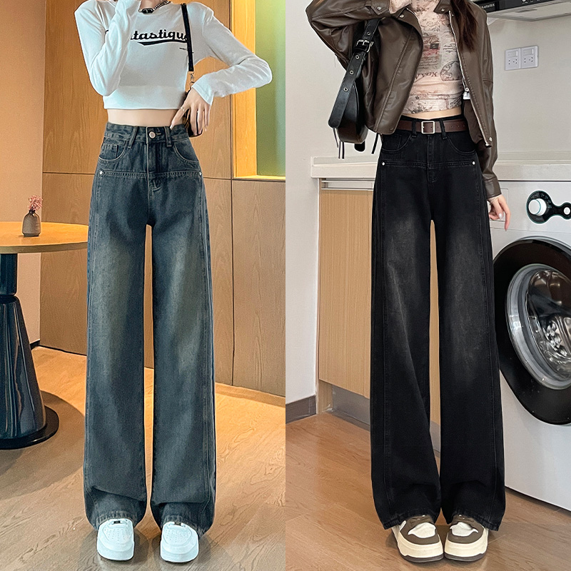 阔腿牛仔裤女新款2025年春秋季新款高街时尚宽松垂感直筒裤子女
