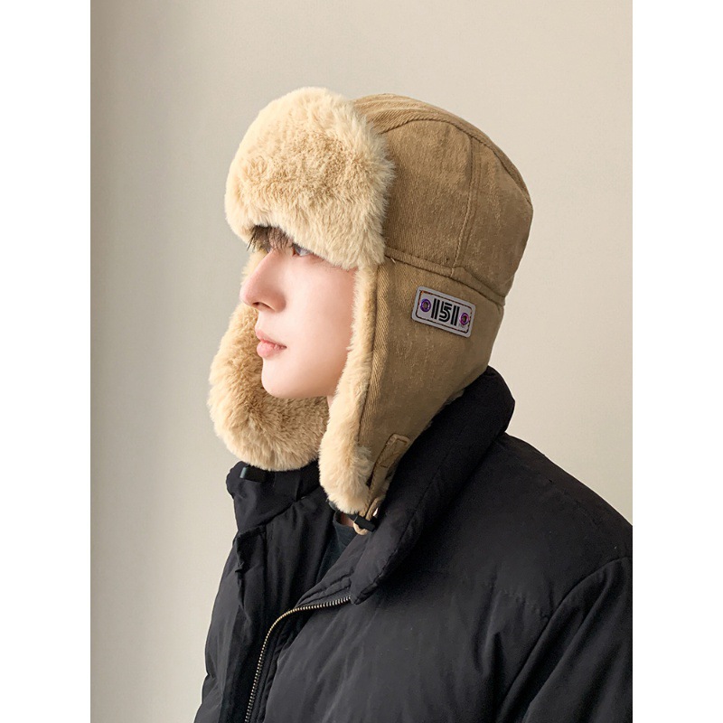 帽子男2025新款冬季骑行防风保暖护耳套头棉帽加绒加厚防寒雷锋帽