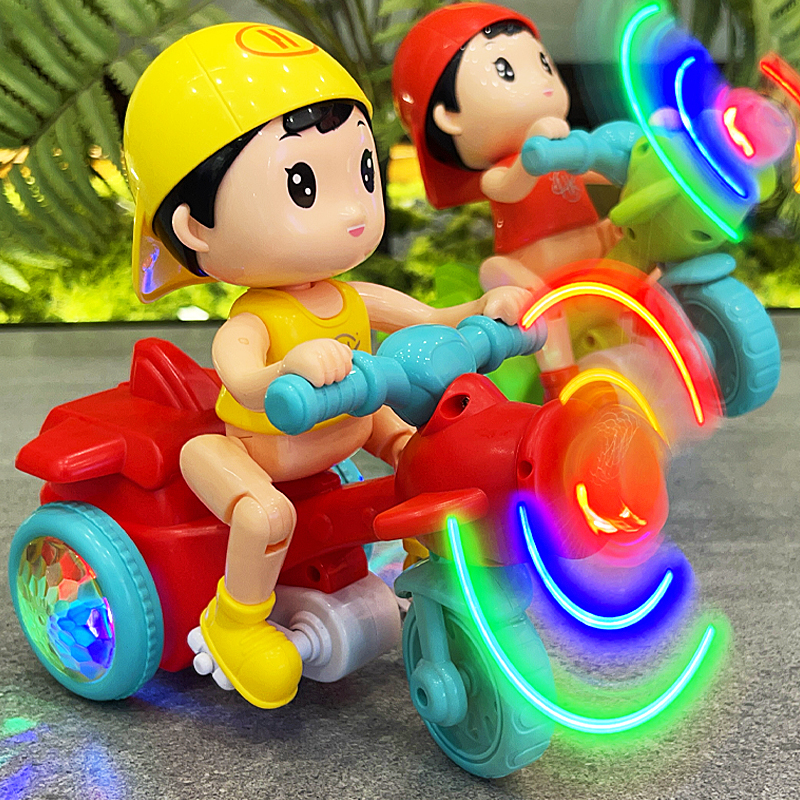 儿童益智电动特技三轮车玩具0一1岁3有声会动男女孩跳舞360度旋转