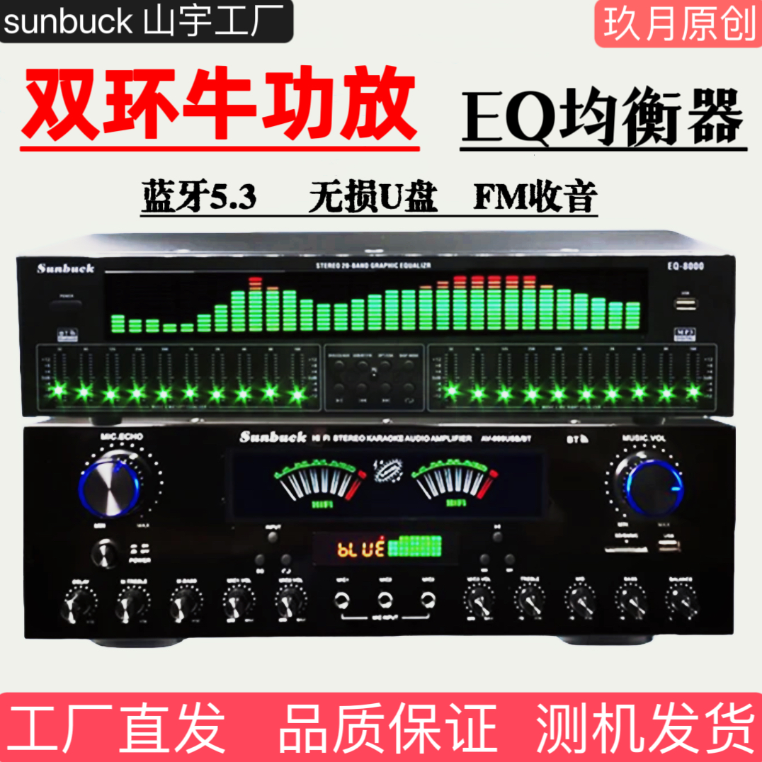 双环牛功放专业K歌家庭音影院功放EQ数字均衡器套装 专业卡拉OK