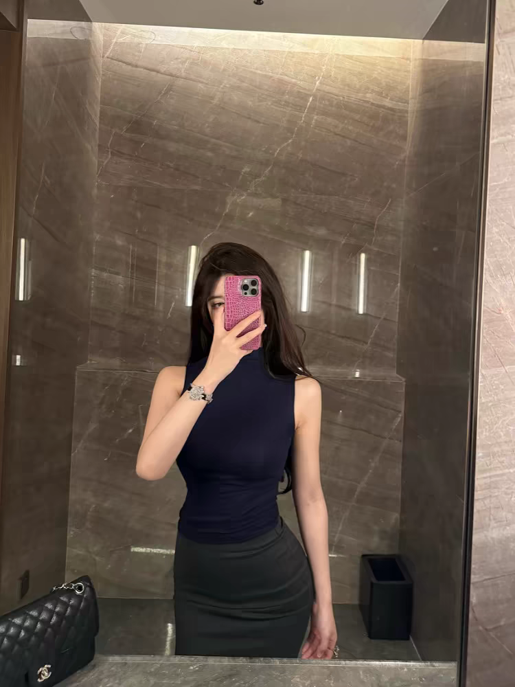 纯欲辣妹修身无袖上衣女性感显瘦高腰包臀半身裙子御姐两件套装