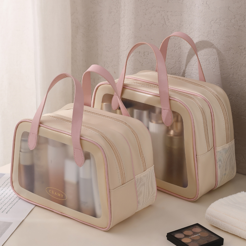 干湿分离洗漱包双层便携旅游透明防水健身游泳洗澡洗漱收纳包