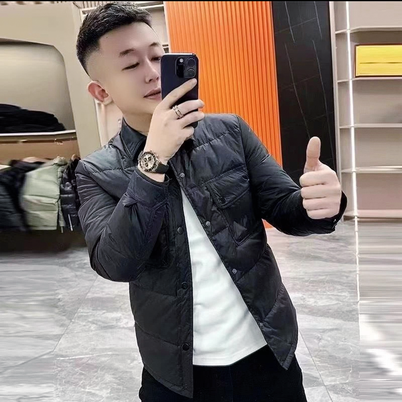 秋冬网红百搭轻薄保暖男士棉衣时尚休闲修身韩版加棉短款外套棉服