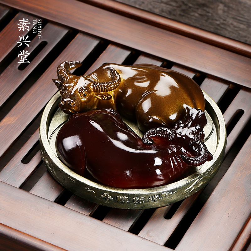 素兴堂变色茶宠牛转乾坤茶玩茶盘摆件创意精品茶宝功夫茶具配件