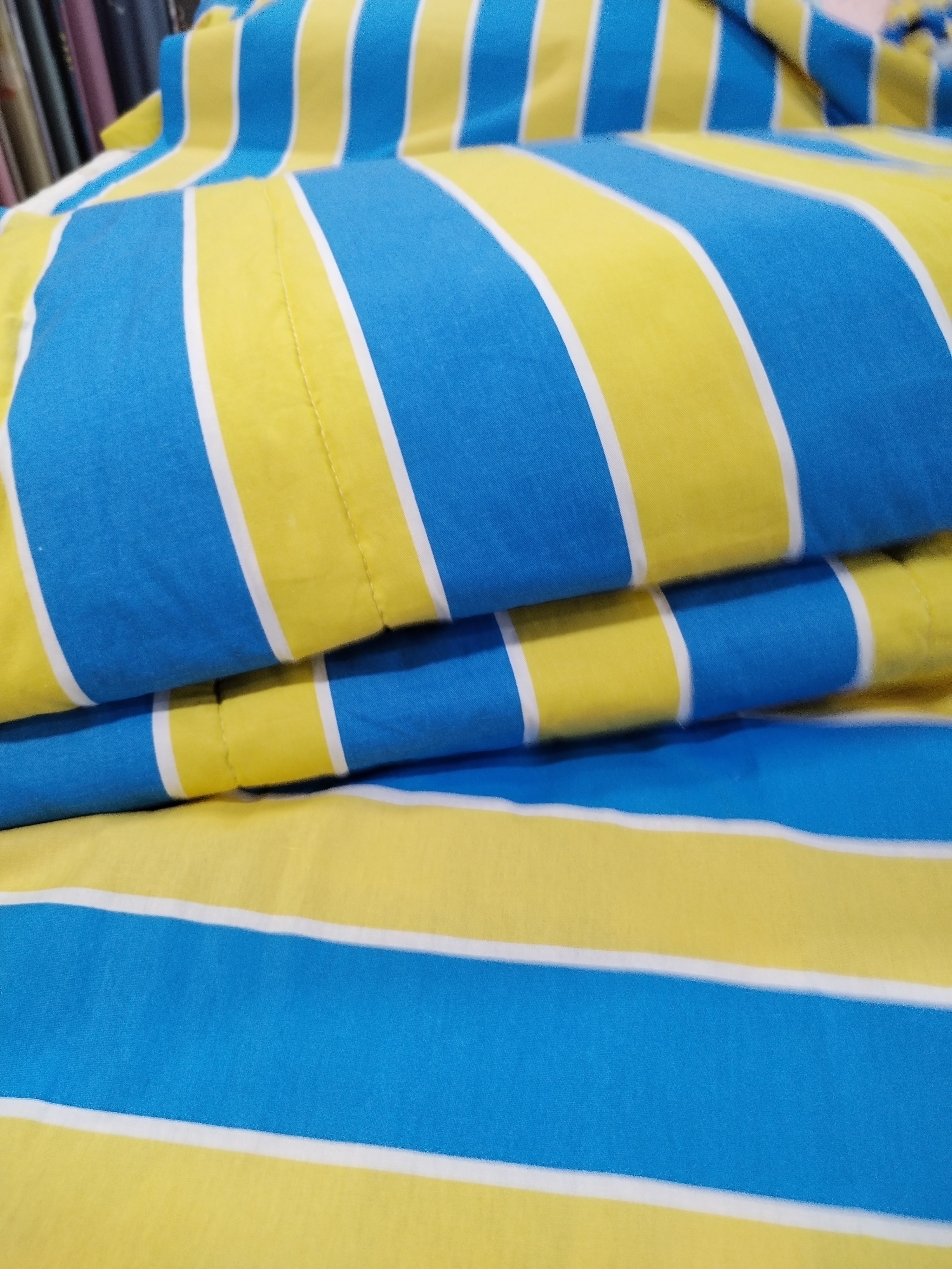 水洗棉，学生纯棉夏凉被纯棉被，可机洗单被被罩条纹棉被套蓝色