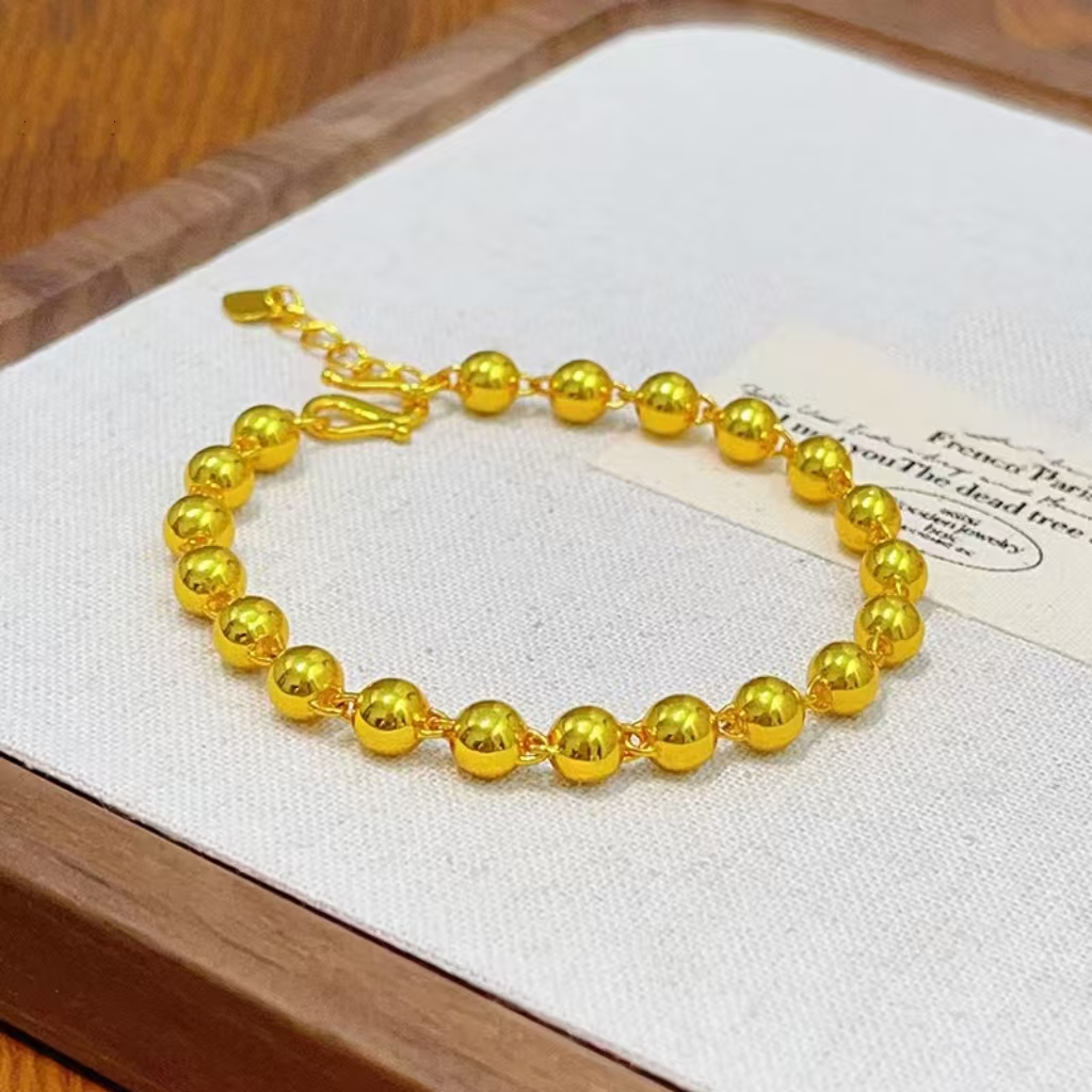 铜合金手链 【卡6mm光珠手链】轻奢百搭光面圆珠手链