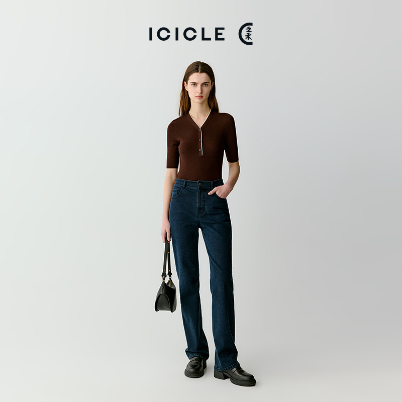 【土壤牛仔】ICICLE之禾女装棉弹牛仔布直筒裤1008