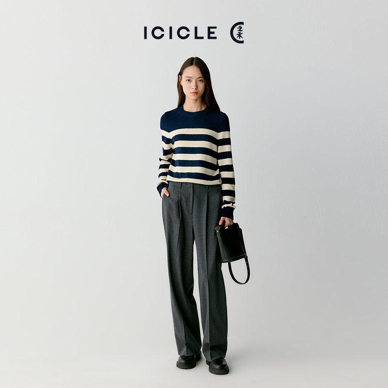 【琥珀流光】ICICLE之禾女装毛弹细斜纹裤子0689