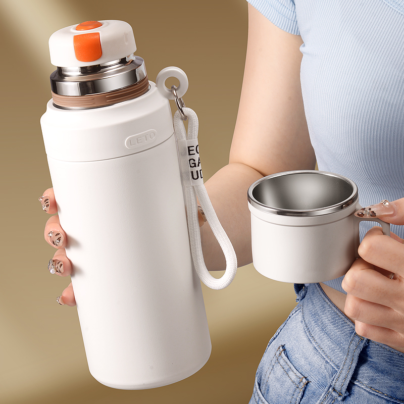 索赫保温杯高颜值316女生男款便携超大容量学生水壶两用水杯定制