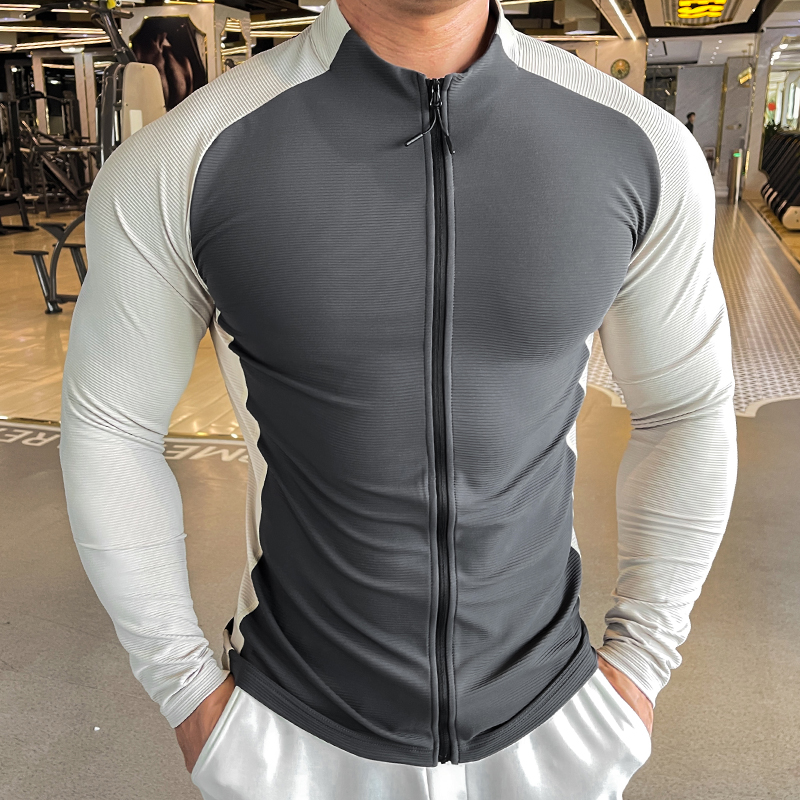 2025年秋季新款男士运动服健身上衣外套修身长袖T恤跑步训练服