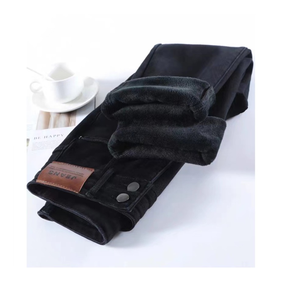 烟管裤女秋冬季加绒2025年新款黑色高腰宽松小个子九分直筒牛仔裤