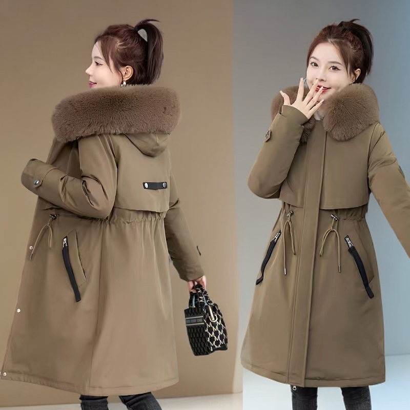 活里活面可拆卸棉服女款大码女棉衣冬季新款中长款棉服加厚外套