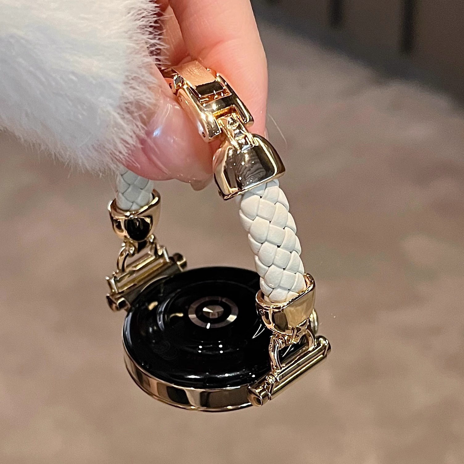 适用华为菱格皮质编绳拼金属手表表带GT4GT5watch3watch4GT2GT3女