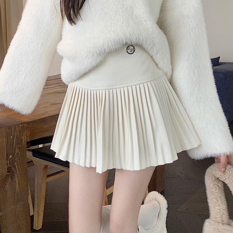 毛呢百褶短裙女2025新款纯欲风辣妹性感小个子高腰a字半身裙秋冬