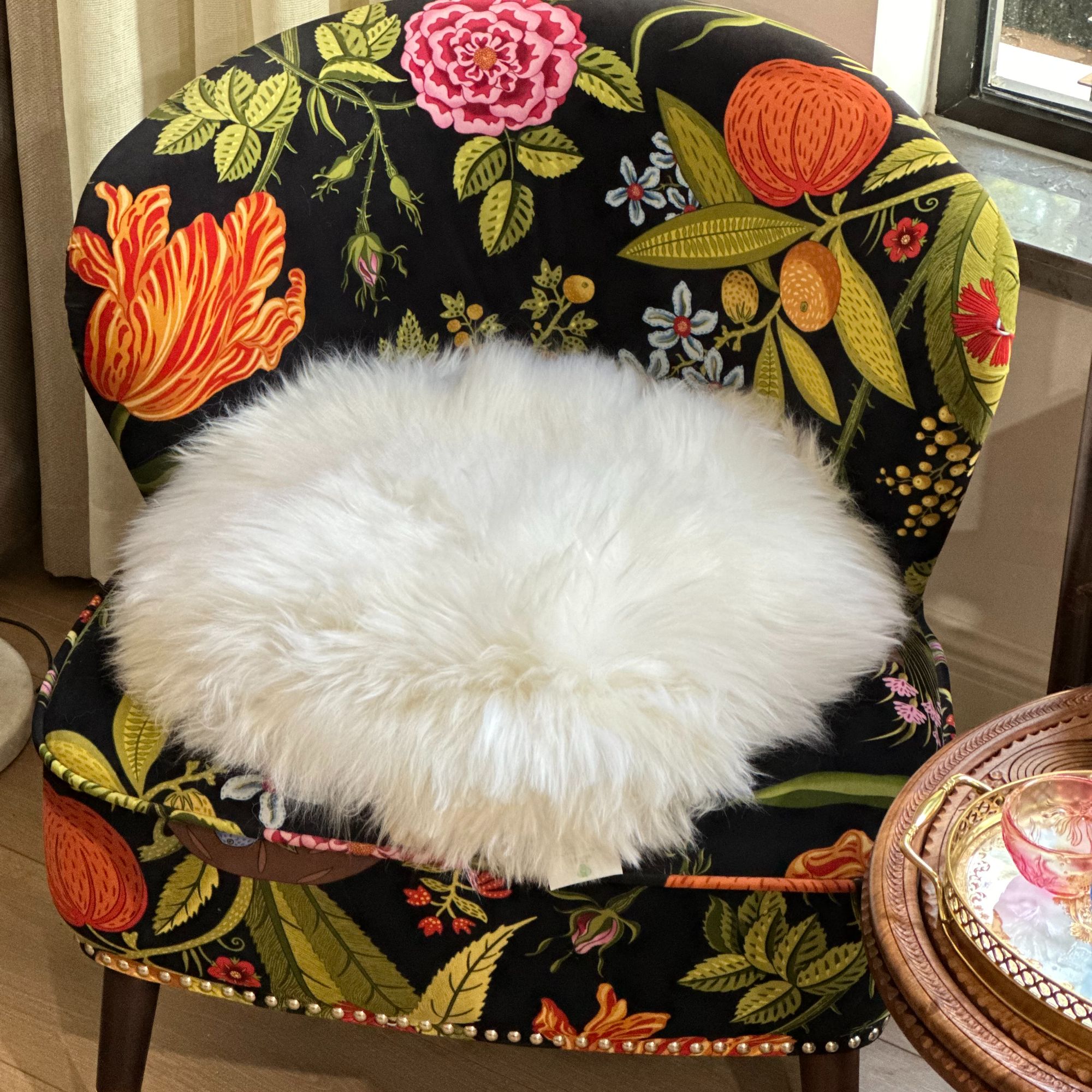 奇居良品 澳洲羊皮毛一体坐垫 圆形多色40*40cm#hx00001yd