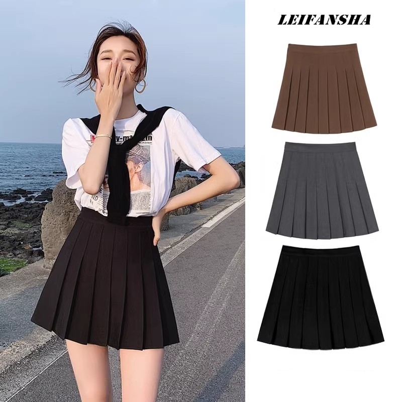 黑色百褶裙女春秋2025新款小个子jk短裙灰色高腰a字夏季半身裙子